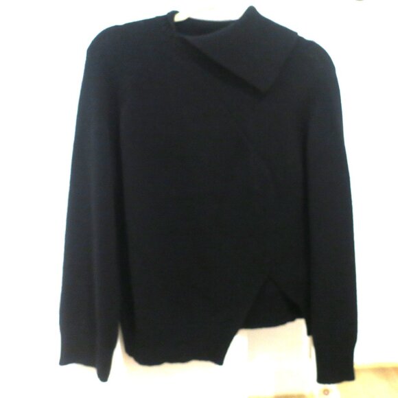 Seventy Venezia Women's Black Top Sweater Knit with Collar Wool NWT - Picture 2 of 4